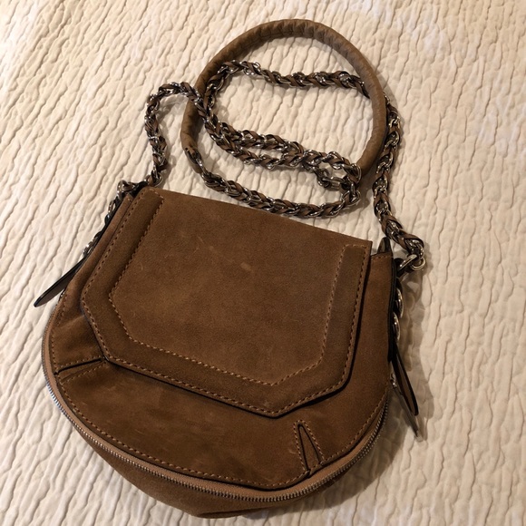 Camel/Brown Suede Rag & Bone Crossbody Chain Bag - Picture 2 of 7
